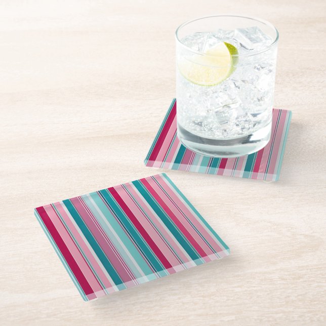 Colourful Striped Fabric Art Glass Coaster (Creator Uploaded)