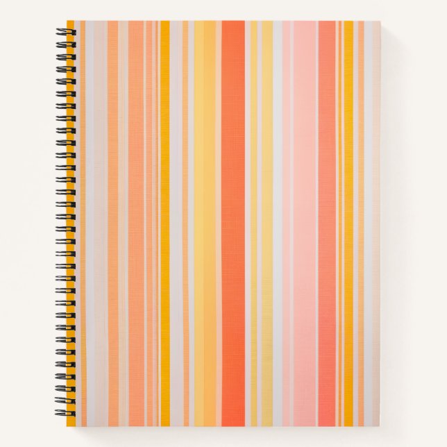 Colourful Striped Fabric Art Spiral Notebook (Front)