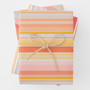 Colourful Striped Fabric Art Wrapping Paper Sheets