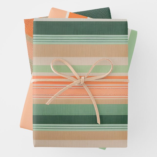 Colourful Striped Fabric Art Wrapping Paper Sheets (Creator Uploaded)