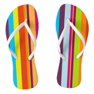 Colourful Striped Flip Flops