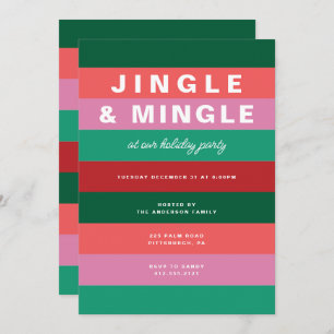 Colourful Striped Holiday Party Invitation