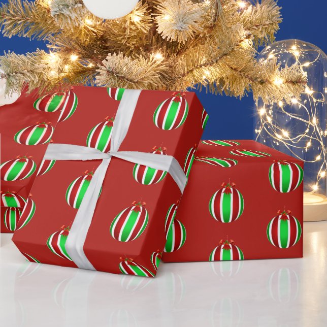 Colourful Striped Ornament Christmas Wrapping Paper (Holidays)