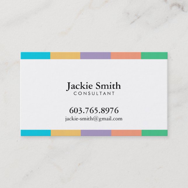 Colourful Striped Pattern Business Card (Front)