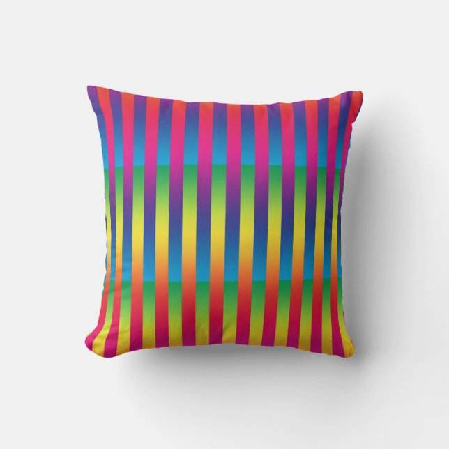 Colourful Striped Pattern Cushion (Front)