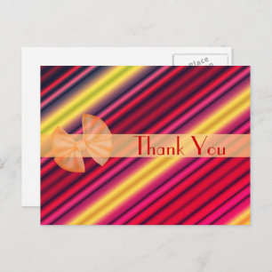 Colourful Striped Pattern Thank You Postcard