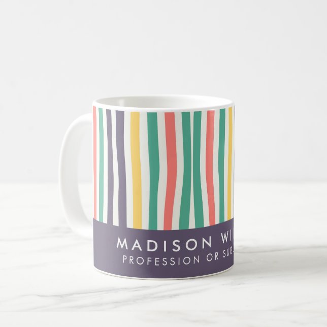 Colourful Striped Personalised Mug (Front Left)