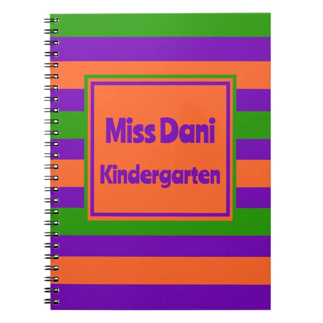 Colourful Striped School Teacher/Student  Notebook (Front)