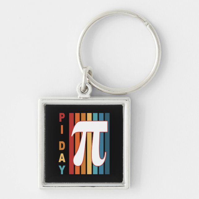 Colourful Stripes 3.14 Pi Day Key Ring (Front)