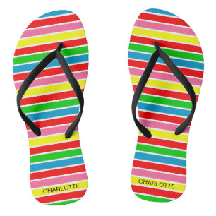 Colourful Stripes Abstract Personalised Flip Flops
