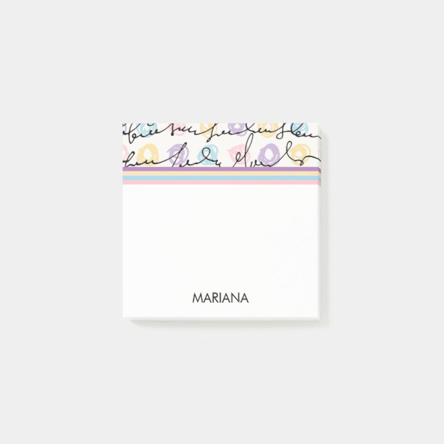 Colourful Stripes And Circles And Text Hand Writin Post-it Notes (Front)