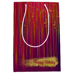 Colourful Stripes and Glitter Birthday Gift Bag
