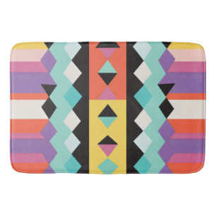 colourful stripes and triangles Pattern mix Bath Mat