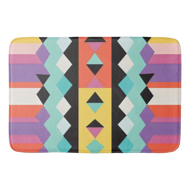 colourful stripes and triangles Pattern mix Bath Mat (Front)