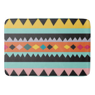 Colourful stripes and triangles Pattern mix Bath Mat