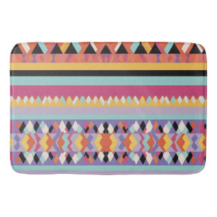 colourful stripes and triangles Pattern mix Bath Mat