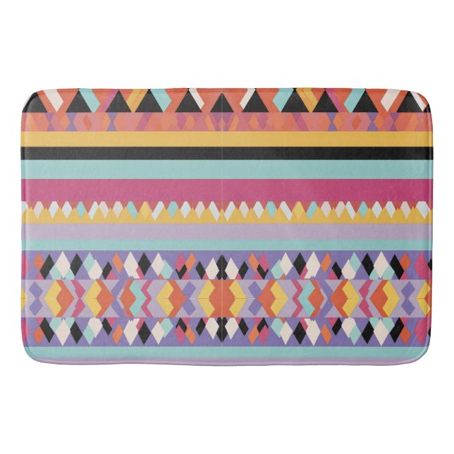 colourful stripes and triangles Pattern mix Bath Mat (Front)