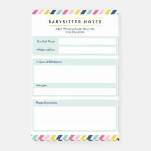 Colourful Stripes Babysitter Post-it Notes