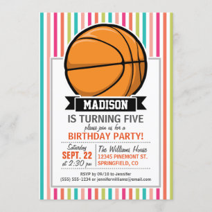 Colourful Stripes; Basketball Invitation