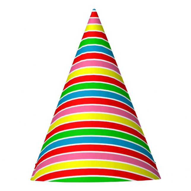 Colourful Stripes Birthday Party Hat (Front)