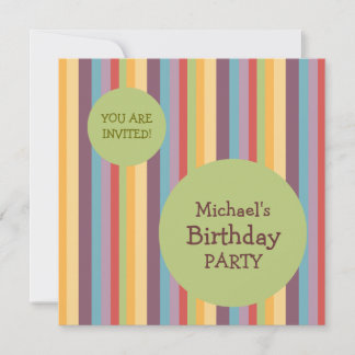 Colourful Stripes Birthday Party invitation