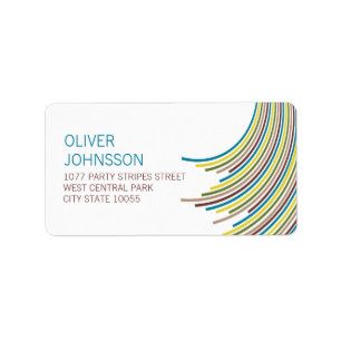 Colourful Stripes Birthday Party Modern Address Label
