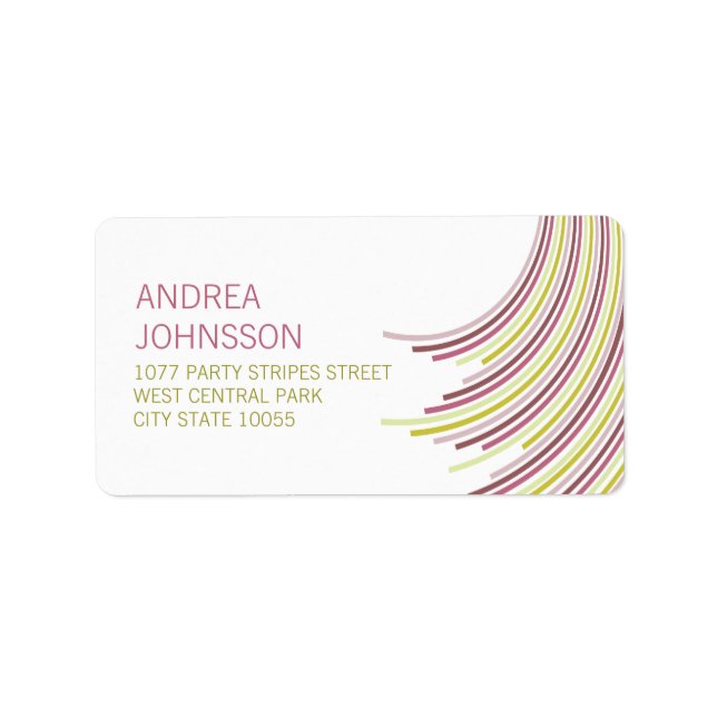 Colourful Stripes Birthday Party Modern Address Label (Front)