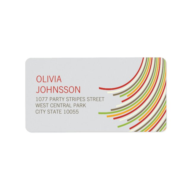 Colourful Stripes Birthday Party Modern Address Label (Front)