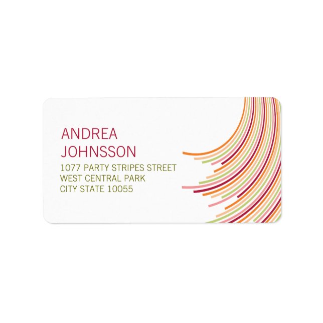 Colourful Stripes Birthday Party Modern Address Label (Front)