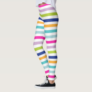Colourful Stripes: Blue, Orange, Pink, Green, Teal Leggings