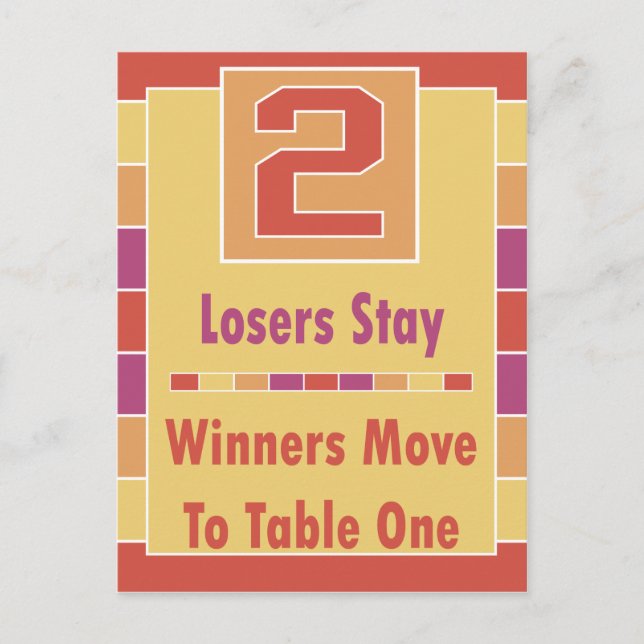 Colourful Stripes Bunco Table Card #2 (Front)