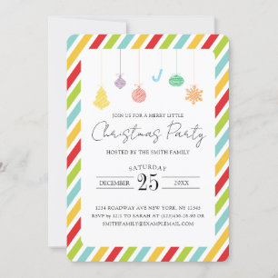 Colourful Stripes & Christmas Ornament Christmas Holiday Card