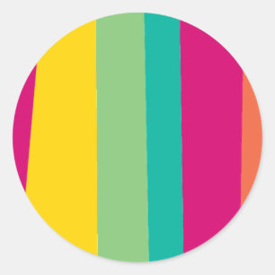 colourful stripes classic round sticker