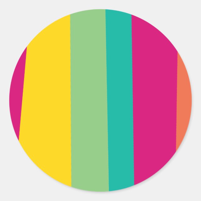 colourful stripes classic round sticker (Front)