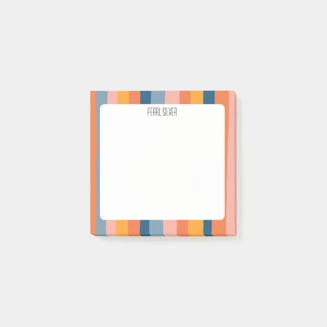 Colourful Stripes CUSTOM Monogram Personalised Post-it Notes (Front)