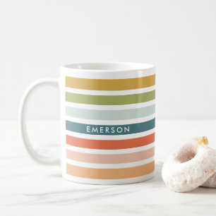 Colourful Stripes Custom Name Coffee Mug