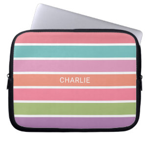Colourful Stripes custom name laptop sleeves