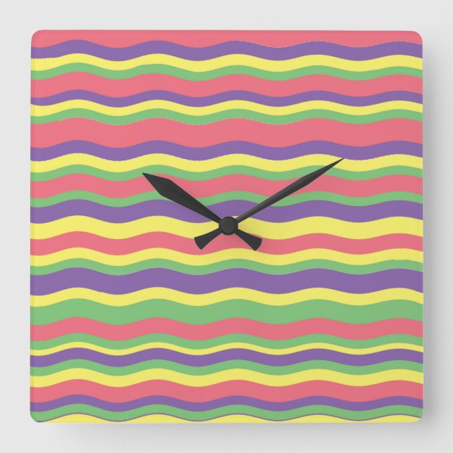 Colourful stripes design   square wall clock (Front)