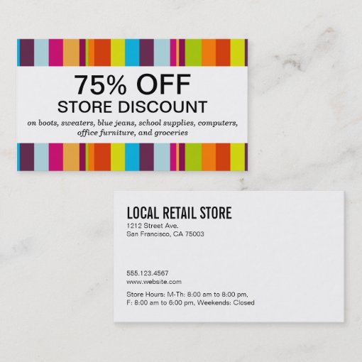 Colourful Stripes (discount card) Discount Card Zazzle