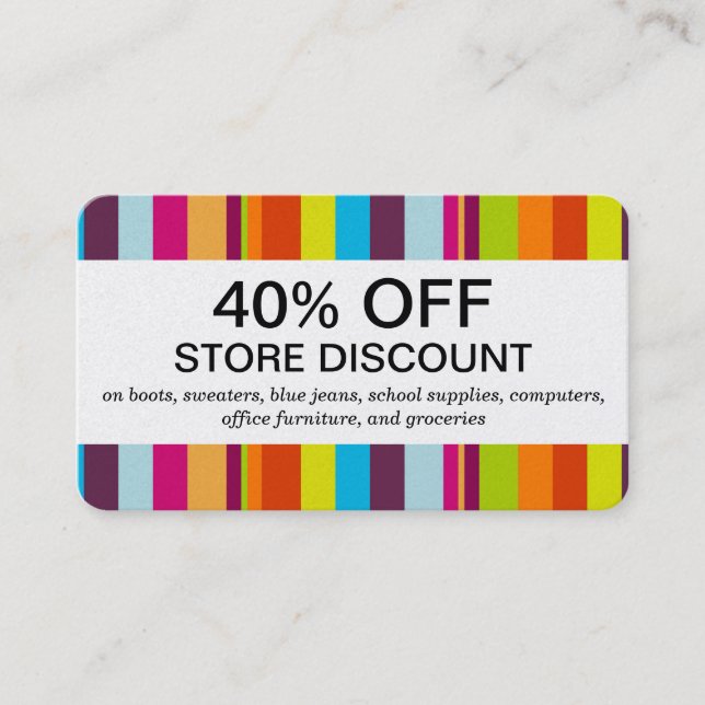 Colourful Stripes (discount card) Discount Card (Front)