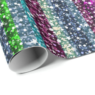 Colourful Stripes Glitter Pattern Wrapping Paper