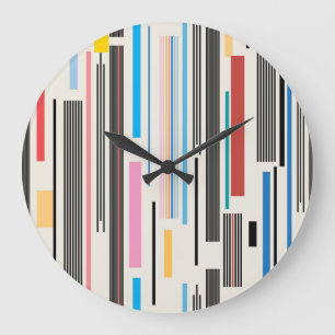 Colourful Stripes: Graphic Pattern Mix Large Clock