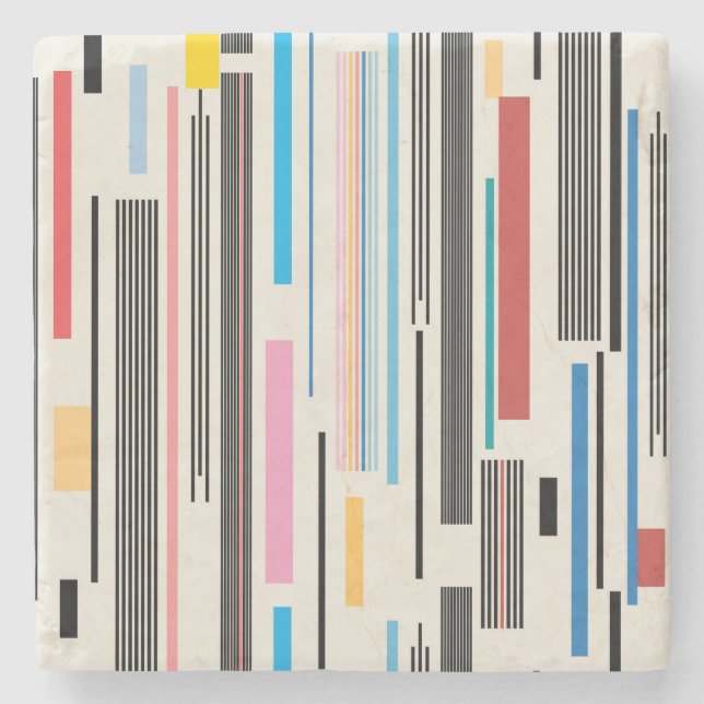 Colourful Stripes: Graphic Pattern Mix Stone Coaster (Front)
