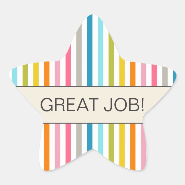 Colourful Stripes "Great Job" Star Sticker (Front)