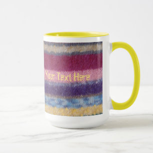 colourful stripes hand knitted pattern mug