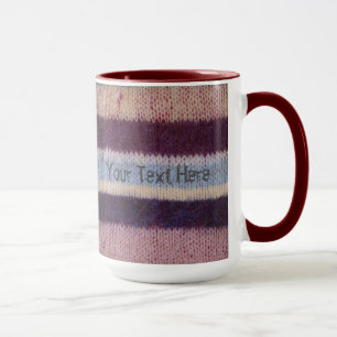 colourful stripes hand knitted pattern mug