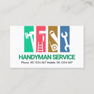 Colourful Stripes Handyman Tools General Contracto Business Card