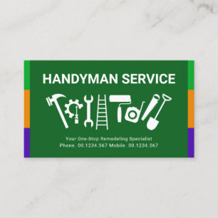 Colourful Stripes Handyman Tools Home Renovation Business Card
