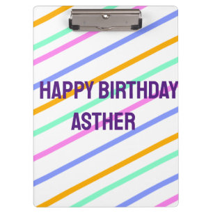 Colourful stripes happy birthday add name chevron clipboard