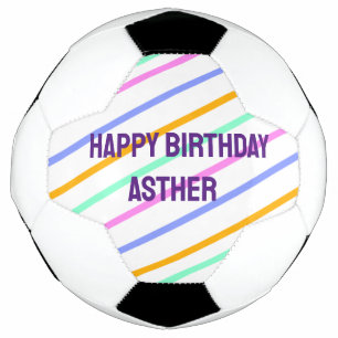 Colourful stripes happy birthday add name chevron football